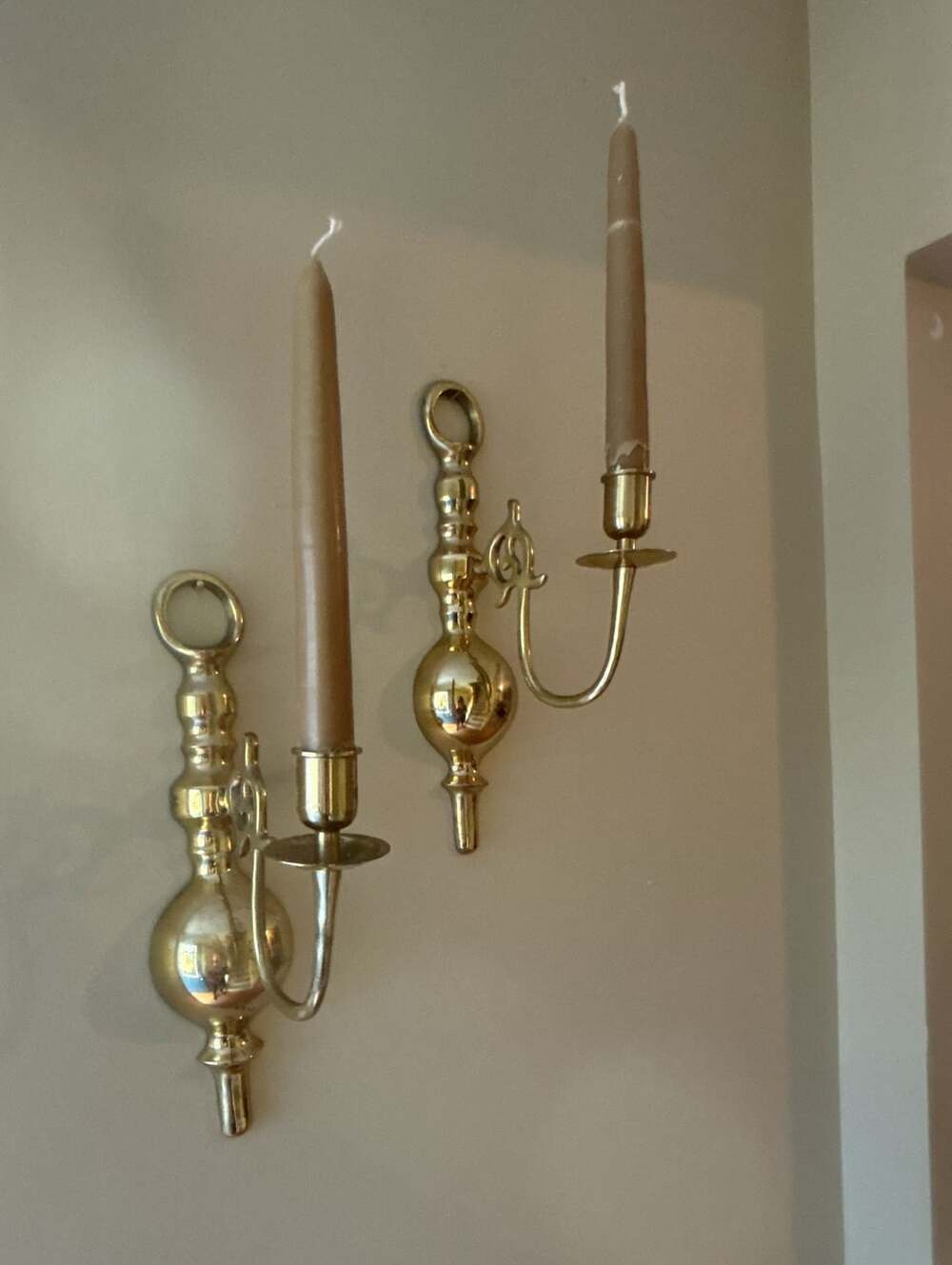 Vintage Brass Wall Sconce Pair